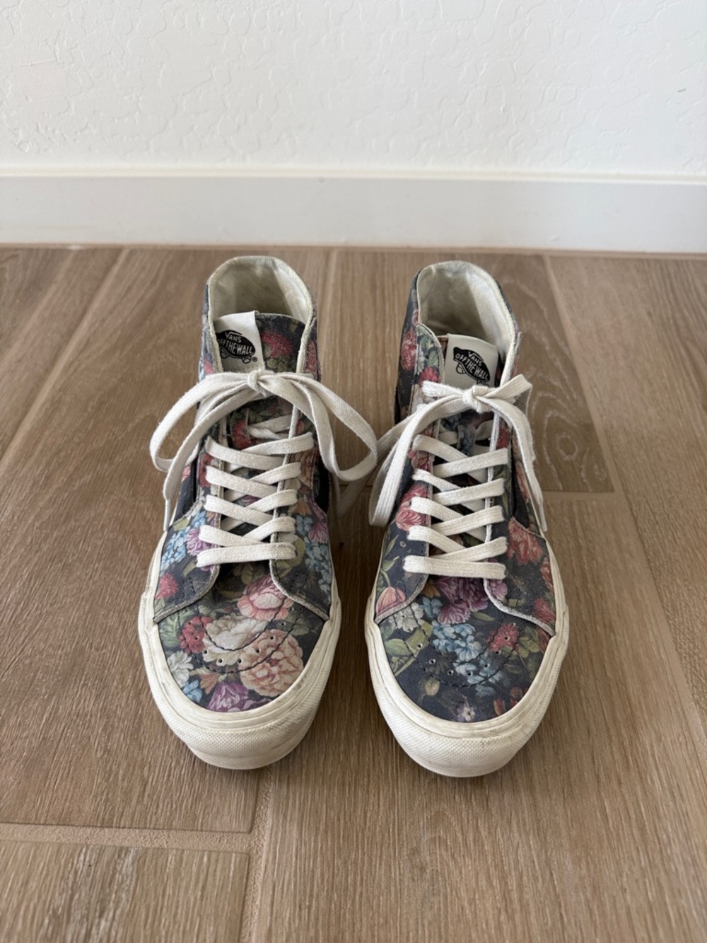 Vans Women's Floral High-Top Sneakers in Navy and Pink